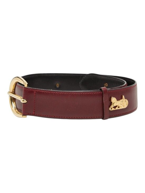 Celine Vintage Carriage Belt 70 Wine Red Bordeaux Leather main image 6